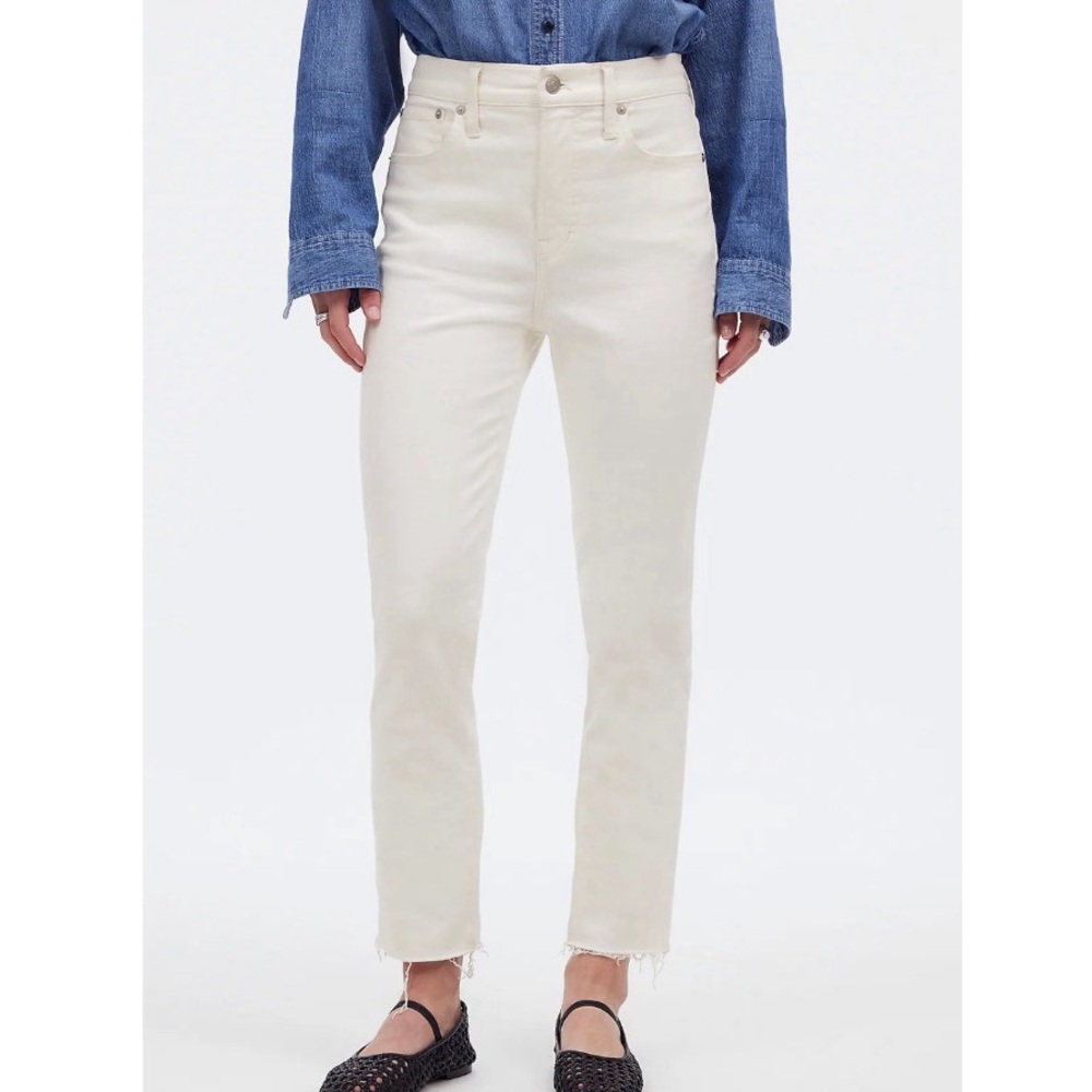Madewell The Perfect Vintage Jean Tile White Raw Hem #MC495
